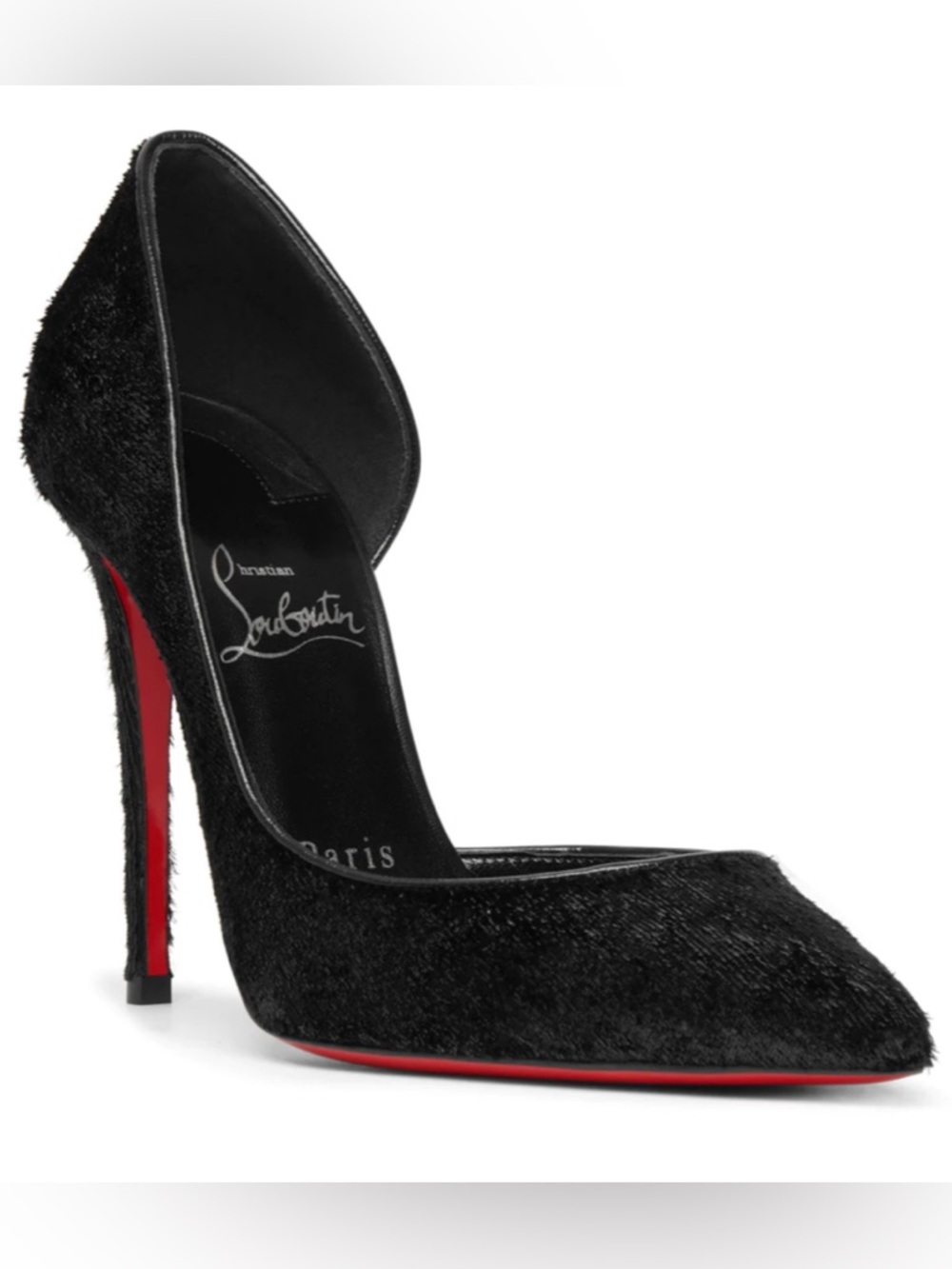 Christian Louboutin Black Pointed Toe Pump Iriza 100 Velvet Papillon D Orsay